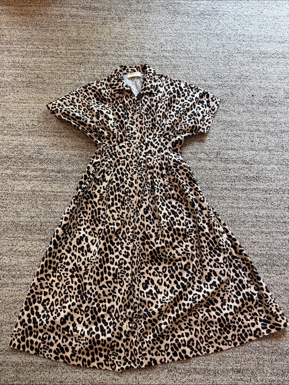 Leopard Print Shirt Dress in Tan & Black